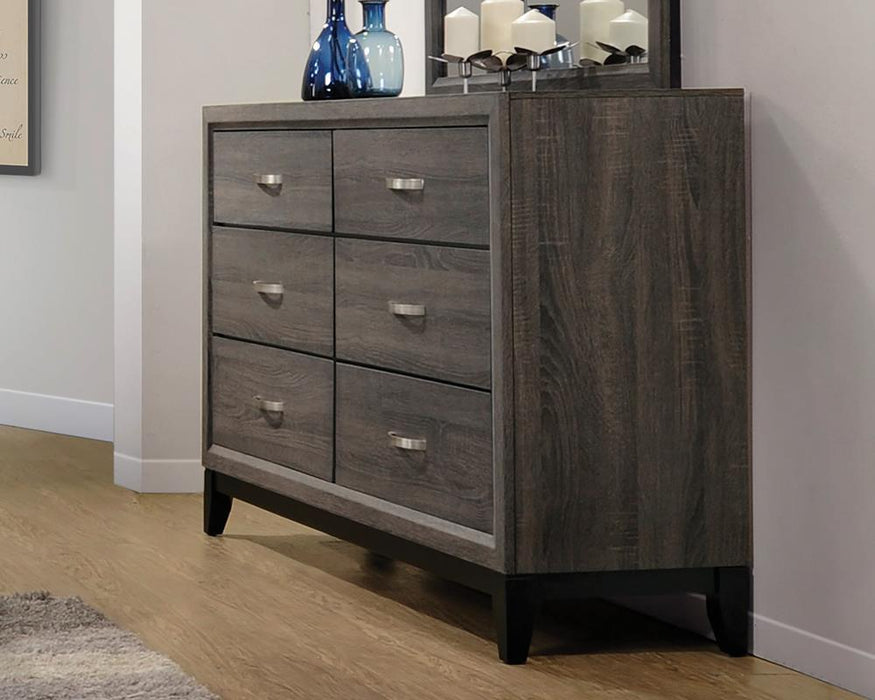 Watson 6-drawer Dresser Grey Oak and Black - Casa Morelos / Coahuila Furniture (Oklahoma City, OK)