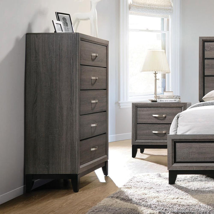 Watson 5-drawer Chest Grey Oak and Black - Casa Morelos / Coahuila Furniture (Oklahoma City, OK)