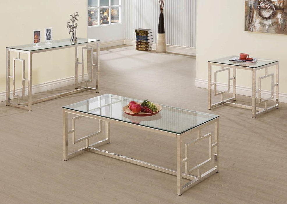 Merced Rectangle Glass Top Sofa Table Nickel - Casa Morelos / Coahuila Furniture (Oklahoma City, OK)