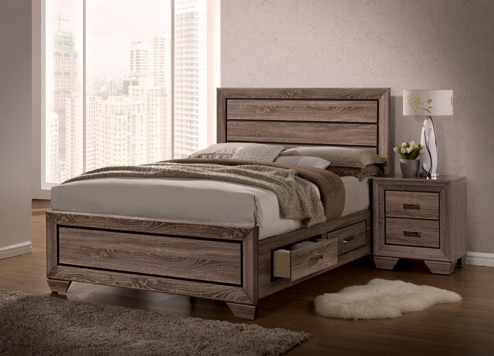 Kauffman California King, Eastren King & Queen Storage Bed Washed Taupe - Casa Morelos / Coahuila Furniture (Oklahoma City, OK)