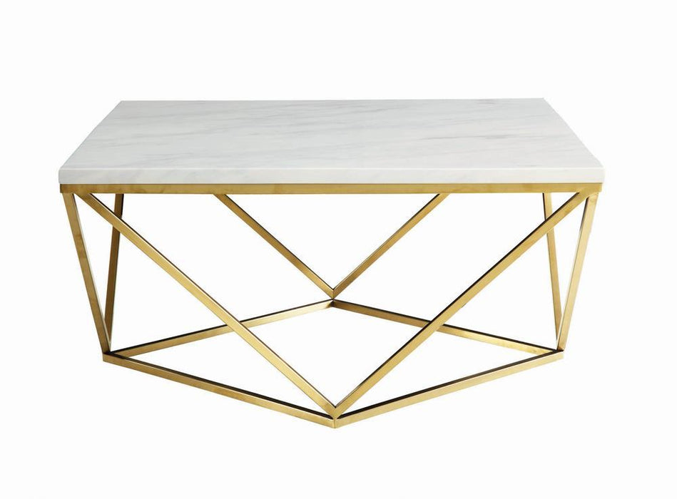 Meryl Square Coffee Table White and Gold - Casa Morelos / Coahuila Furniture (Oklahoma City, OK)
