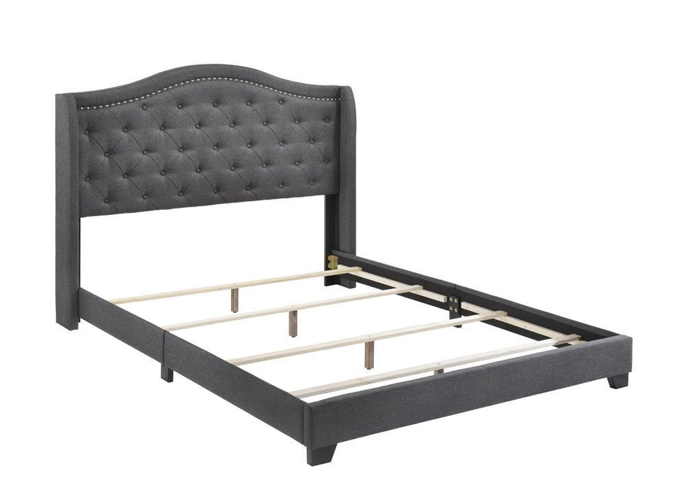 Tamarac Upholstered Nailhead Full, Eastern King & Queen Bed Beige & Grey - Casa Morelos / Coahuila Furniture (Oklahoma City, OK)
