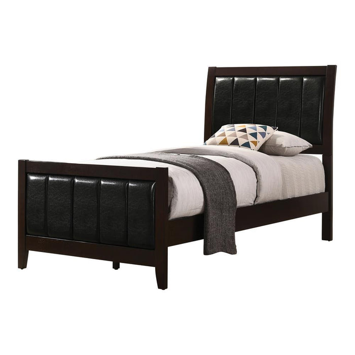 Carlton Full & Twin Upholstered Panel Bed Cappuccino and Black - Casa Morelos / Coahuila Furniture (Oklahoma City, OK)