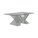 Taffeta V-shaped Coffee Table with Glass Top Silver - Casa Morelos / Coahuila Furniture (Oklahoma City, OK)