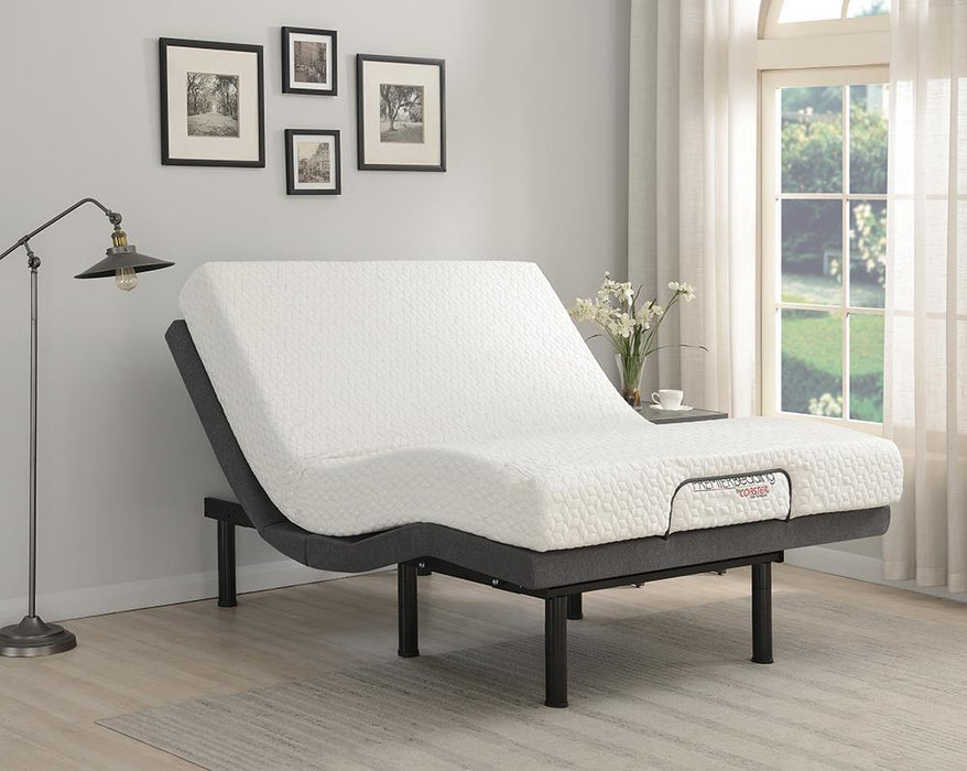 Negan Eastern King, E.King, Queen, & Twin XL Adjustable Bed Base Grey and Black - Casa Morelos / Coahuila Furniture (Oklahoma City, OK)