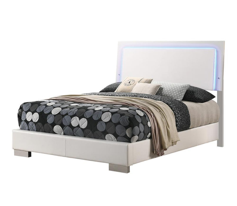 Felicity Full & Twin Panel Bed with LED Lighting Glossy White - Casa Morelos / Coahuila Furniture (Oklahoma City, OK)