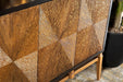 Zira Sunburst 4-door Accent Cabinet Brown and Antique Gold - Casa Morelos / Coahuila Furniture (Oklahoma City, OK)