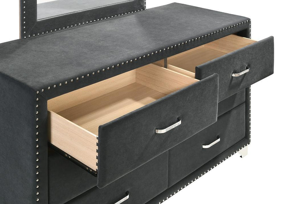 Melody 6-drawer Upholstered Dresser Grey - Casa Morelos / Coahuila Furniture (Oklahoma City, OK)