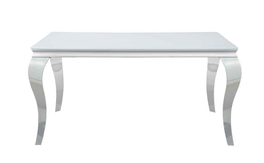 Carone Rectangular Glass Top Dining Table White and Chrome - Casa Morelos / Coahuila Furniture (Oklahoma City, OK)