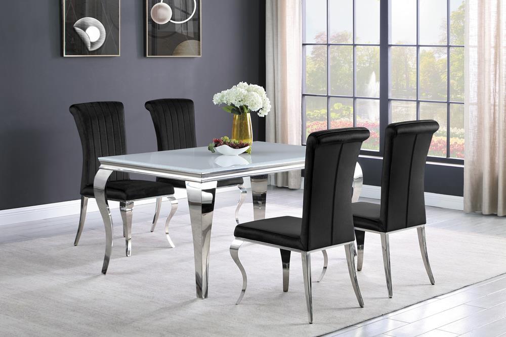 Carone Rectangular Glass Top Dining Table White and Chrome - Casa Morelos / Coahuila Furniture (Oklahoma City, OK)