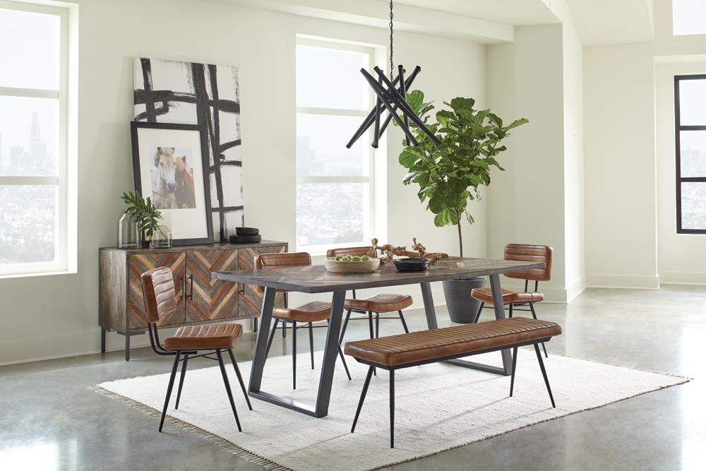 Misty Cushion Side Bench Camel and Black - Casa Morelos / Coahuila Furniture (Oklahoma City, OK)