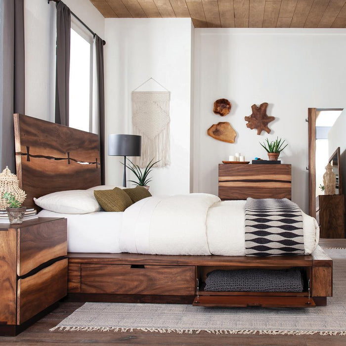 Winslow California King, E.King & Queen Bed Smokey Walnut and Coffee Bean - Casa Morelos / Coahuila Furniture (Oklahoma City, OK)