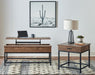 Byers Square 1-drawer End Table Brown Oak and Sandy Black - Casa Morelos / Coahuila Furniture (Oklahoma City, OK)