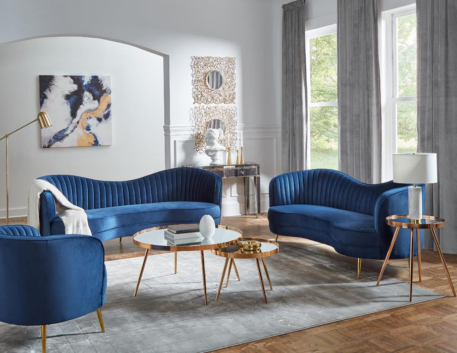 Sophia Upholstered Vertical Channel Tufted Chair Blue - Casa Morelos / Coahuila Furniture (Oklahoma City, OK)