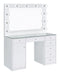 Percy 7-drawer Glass Top Vanity Desk with Lighting White - Casa Morelos / Coahuila Furniture (Oklahoma City, OK)
