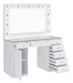 Percy 7-drawer Glass Top Vanity Desk with Lighting White - Casa Morelos / Coahuila Furniture (Oklahoma City, OK)