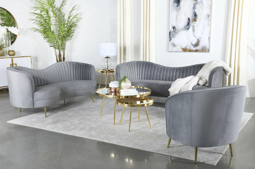 Sophia 3-piece Upholstered Living Room Set with Camel Back Grey and Gold - Casa Morelos / Coahuila Furniture (Oklahoma City, OK)