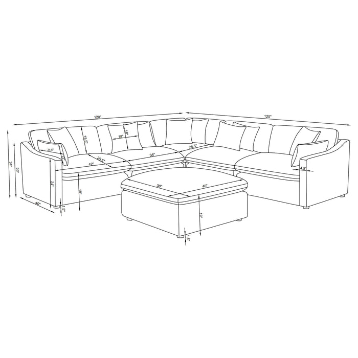 Hobson 6 Piece Sectionals - Casa Morelos / Coahuila Furniture (Oklahoma City, OK)