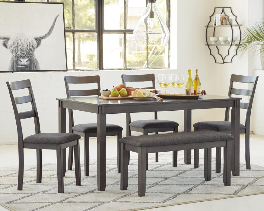 Bridson Dining Table and Chairs with Bench (Set of 6) - Casa Morelos / Coahuila Furniture (Oklahoma City, OK)