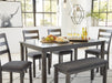 Bridson Dining Table and Chairs with Bench (Set of 6) - Casa Morelos / Coahuila Furniture (Oklahoma City, OK)