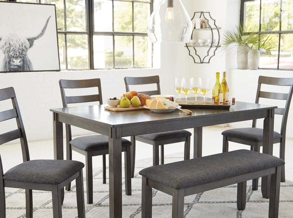 Bridson Dining Table and Chairs with Bench (Set of 6) - Casa Morelos / Coahuila Furniture (Oklahoma City, OK)