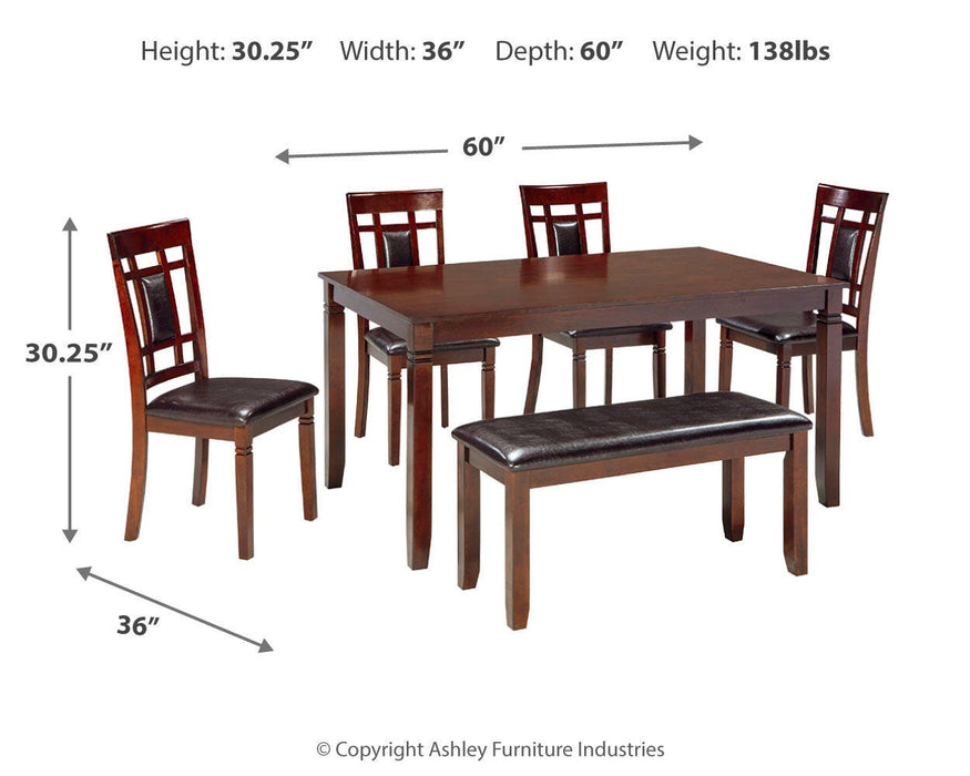 Bennox Dining Table and Chairs with Bench (Set of 6) - Casa Morelos / Coahuila Furniture (Oklahoma City, OK)