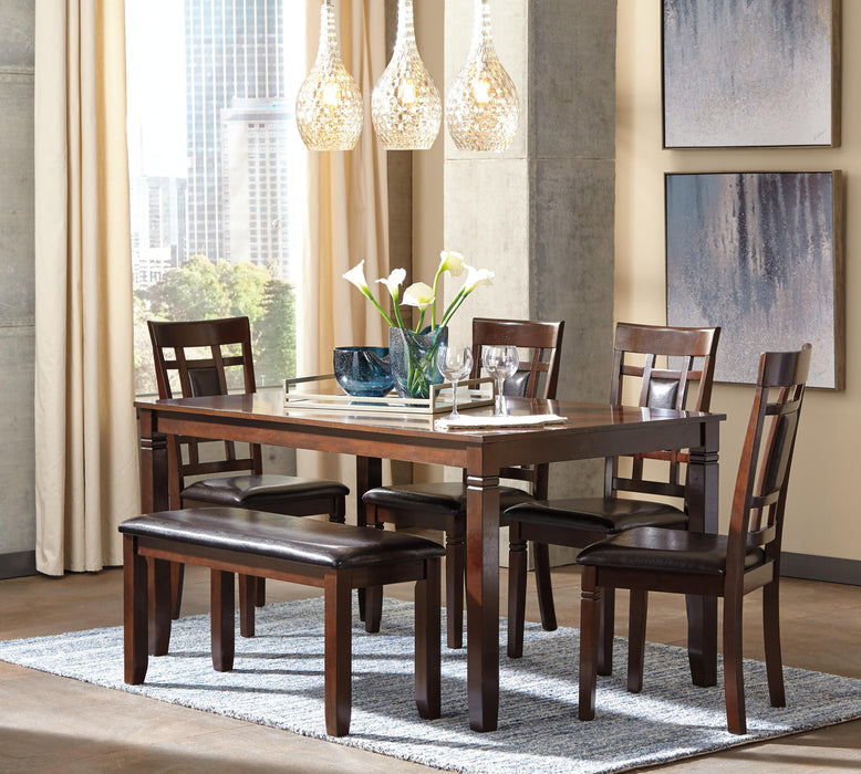 Bennox Dining Table and Chairs with Bench (Set of 6) - Casa Morelos / Coahuila Furniture (Oklahoma City, OK)