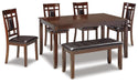 Bennox Dining Table and Chairs with Bench (Set of 6) - Casa Morelos / Coahuila Furniture (Oklahoma City, OK)