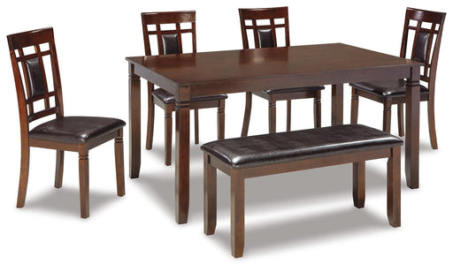 Bennox Dining Table and Chairs with Bench (Set of 6) - Casa Morelos / Coahuila Furniture (Oklahoma City, OK)