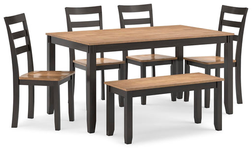 Gesthaven Dining Table with 4 Chairs and Bench (Set of 6) - Casa Morelos / Coahuila Furniture (Oklahoma City, OK)