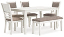 Erinberg Dining Table and 4 Chairs and Bench (Set of 6) - Casa Morelos / Coahuila Furniture (Oklahoma City, OK)