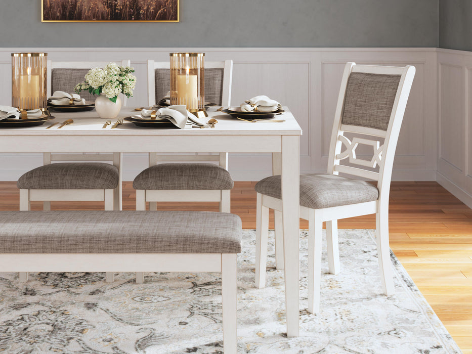 Erinberg Dining Table and 4 Chairs and Bench (Set of 6) - Casa Morelos / Coahuila Furniture (Oklahoma City, OK)