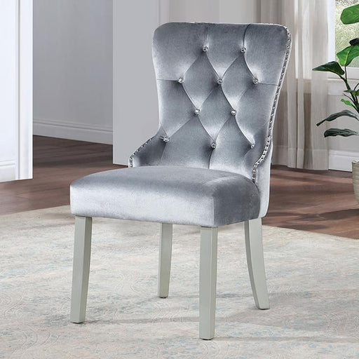 ADALIA Wingback Chair (2/CTN), Silver/Dark Gray - Casa Morelos / Coahuila Furniture (Oklahoma City, OK)