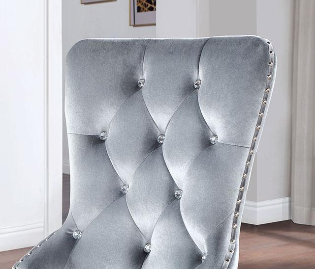 ADALIA Wingback Chair (2/CTN), Silver/Dark Gray - Casa Morelos / Coahuila Furniture (Oklahoma City, OK)
