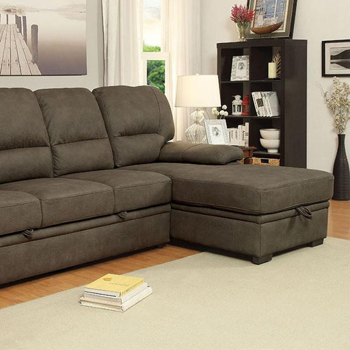 ALCESTER Brown & Gray Sectional w/ Sleeper, Ash - Casa Morelos / Coahuila Furniture (Oklahoma City, OK)