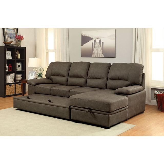 ALCESTER Brown & Gray Sectional w/ Sleeper, Ash - Casa Morelos / Coahuila Furniture (Oklahoma City, OK)
