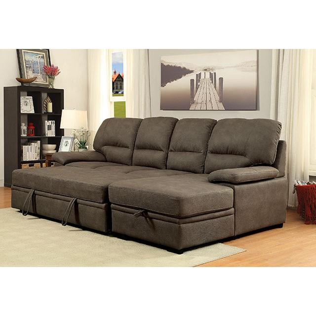 ALCESTER Brown & Gray Sectional w/ Sleeper, Ash - Casa Morelos / Coahuila Furniture (Oklahoma City, OK)