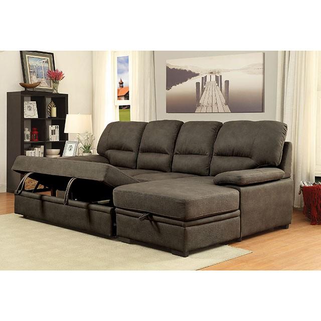 ALCESTER Brown & Gray Sectional w/ Sleeper, Ash - Casa Morelos / Coahuila Furniture (Oklahoma City, OK)