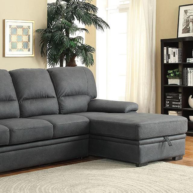 ALCESTER Brown & Gray Sectional w/ Sleeper, Ash - Casa Morelos / Coahuila Furniture (Oklahoma City, OK)