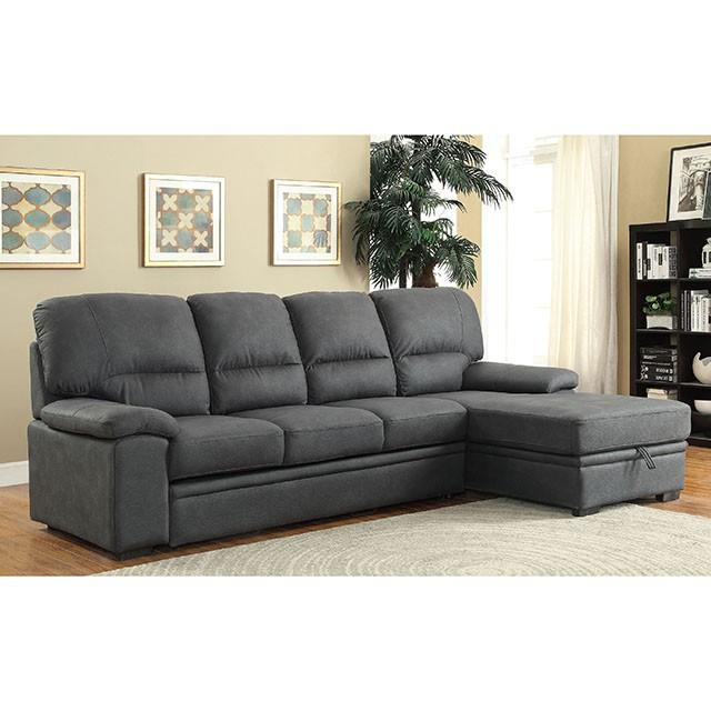ALCESTER Brown & Gray Sectional w/ Sleeper, Ash - Casa Morelos / Coahuila Furniture (Oklahoma City, OK)