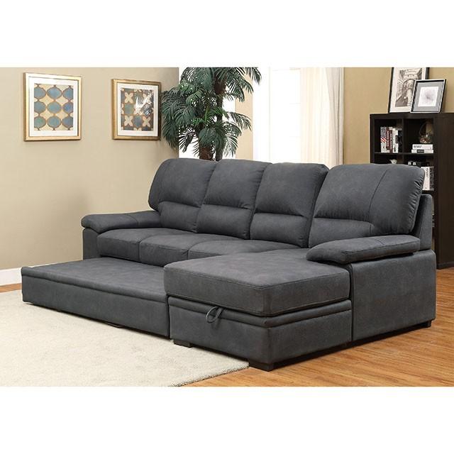 ALCESTER Brown & Gray Sectional w/ Sleeper, Ash - Casa Morelos / Coahuila Furniture (Oklahoma City, OK)