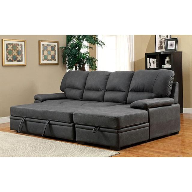 ALCESTER Brown & Gray Sectional w/ Sleeper, Ash - Casa Morelos / Coahuila Furniture (Oklahoma City, OK)
