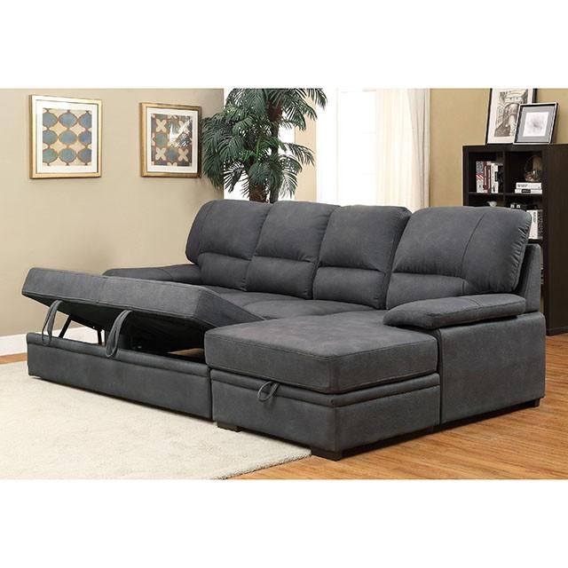 ALCESTER Brown & Gray Sectional w/ Sleeper, Ash - Casa Morelos / Coahuila Furniture (Oklahoma City, OK)