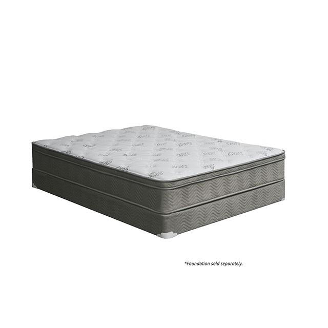 ALEKSA White, Gray 11" Euro Top Mattress, Cal.King, E.King, Full, & Queen - Casa Morelos / Coahuila Furniture (Oklahoma City, OK)