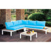 WINONA White/Oak/Blue Patio Sectional w/ Table - Casa Morelos / Coahuila Furniture (Oklahoma City, OK)