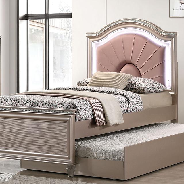 ALLIE Twin & Full Rose Gold Bed - Casa Morelos / Coahuila Furniture (Oklahoma City, OK)