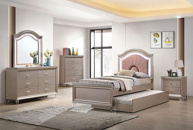 ALLIE Twin & Full Rose Gold Bed - Casa Morelos / Coahuila Furniture (Oklahoma City, OK)