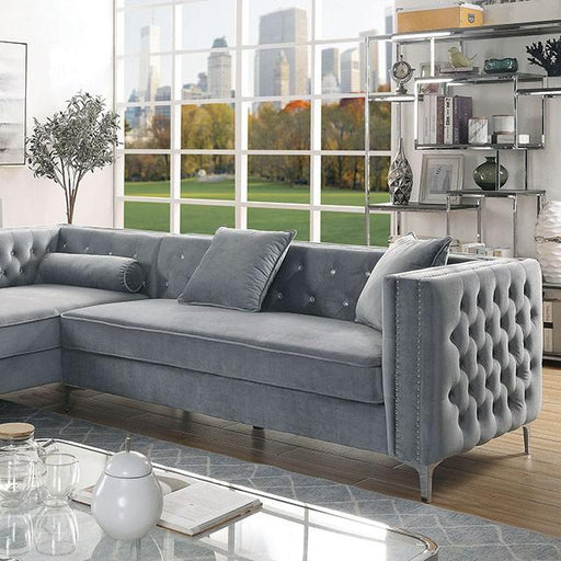 Amie Glam Gray & Black Sectional w/Storage - Casa Morelos / Coahuila Furniture (Oklahoma City, OK)