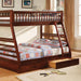 California II Cherry Twin/Full Bunk Bed w/ 2 Drawers Cherry, Walnut, Grey, &Oak - Casa Morelos / Coahuila Furniture (Oklahoma City, OK)