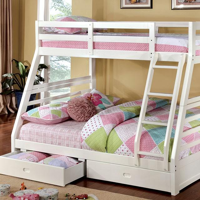 California II Cherry Twin/Full Bunk Bed w/ 2 Drawers Cherry, Walnut, Grey, &Oak - Casa Morelos / Coahuila Furniture (Oklahoma City, OK)